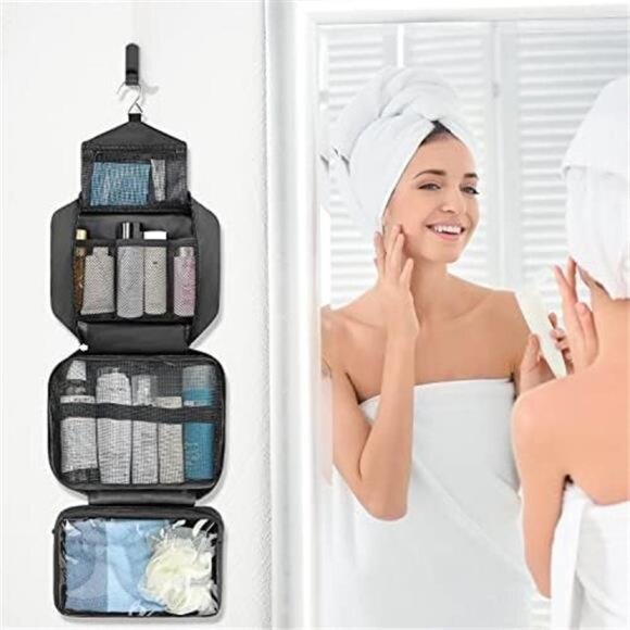 Toiletry Bag for Men & Women | Large for Traveling | Hanging Compact Hygiene Bag - Picture 6 of 8